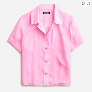 J CREW WOMENS GAMINE SHEER PINK BUTTON DOWN SHIRT BLOUSE 6 BU096